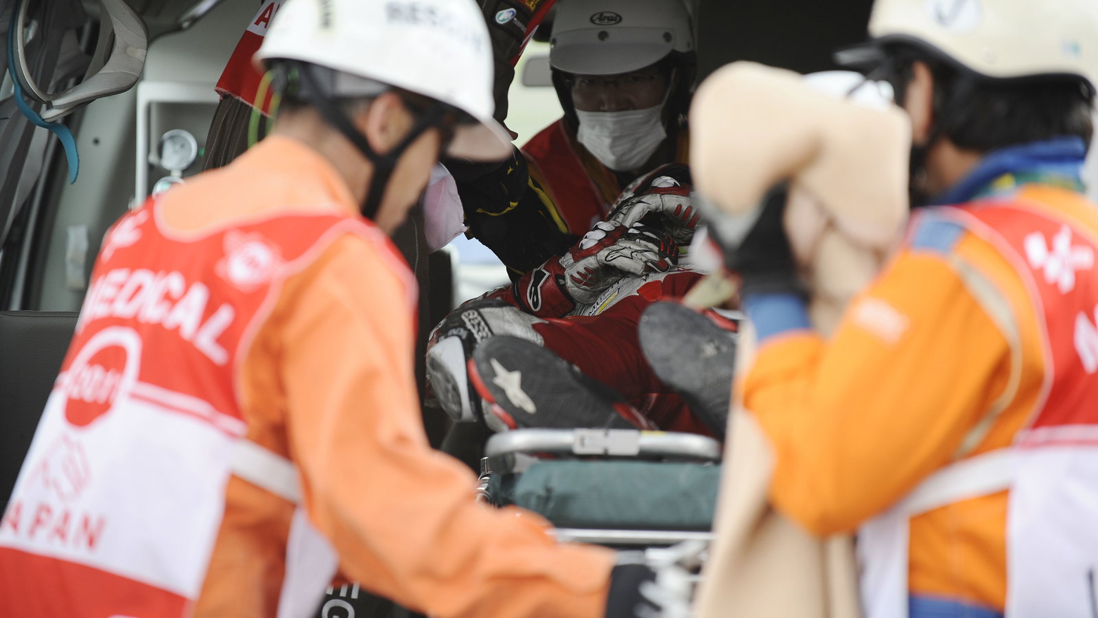 Barbera in the ambulance, Japanese MotoGP Race 2011