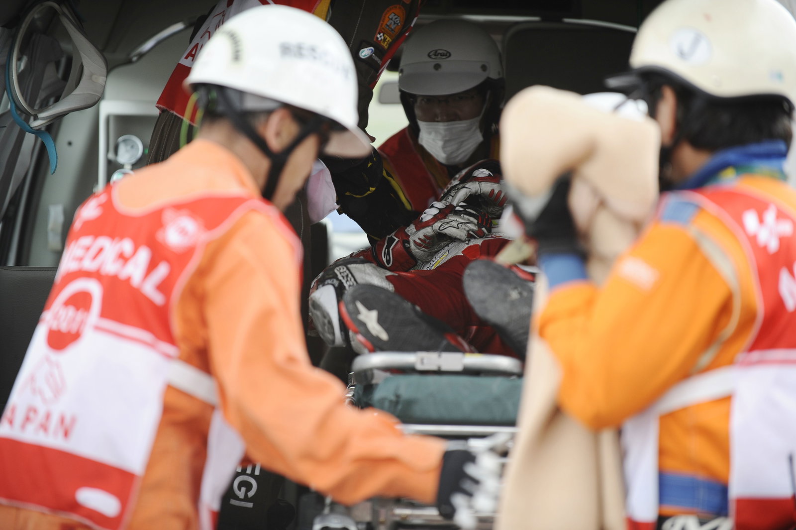 Barbera in the ambulance, Japanese MotoGP Race 2011