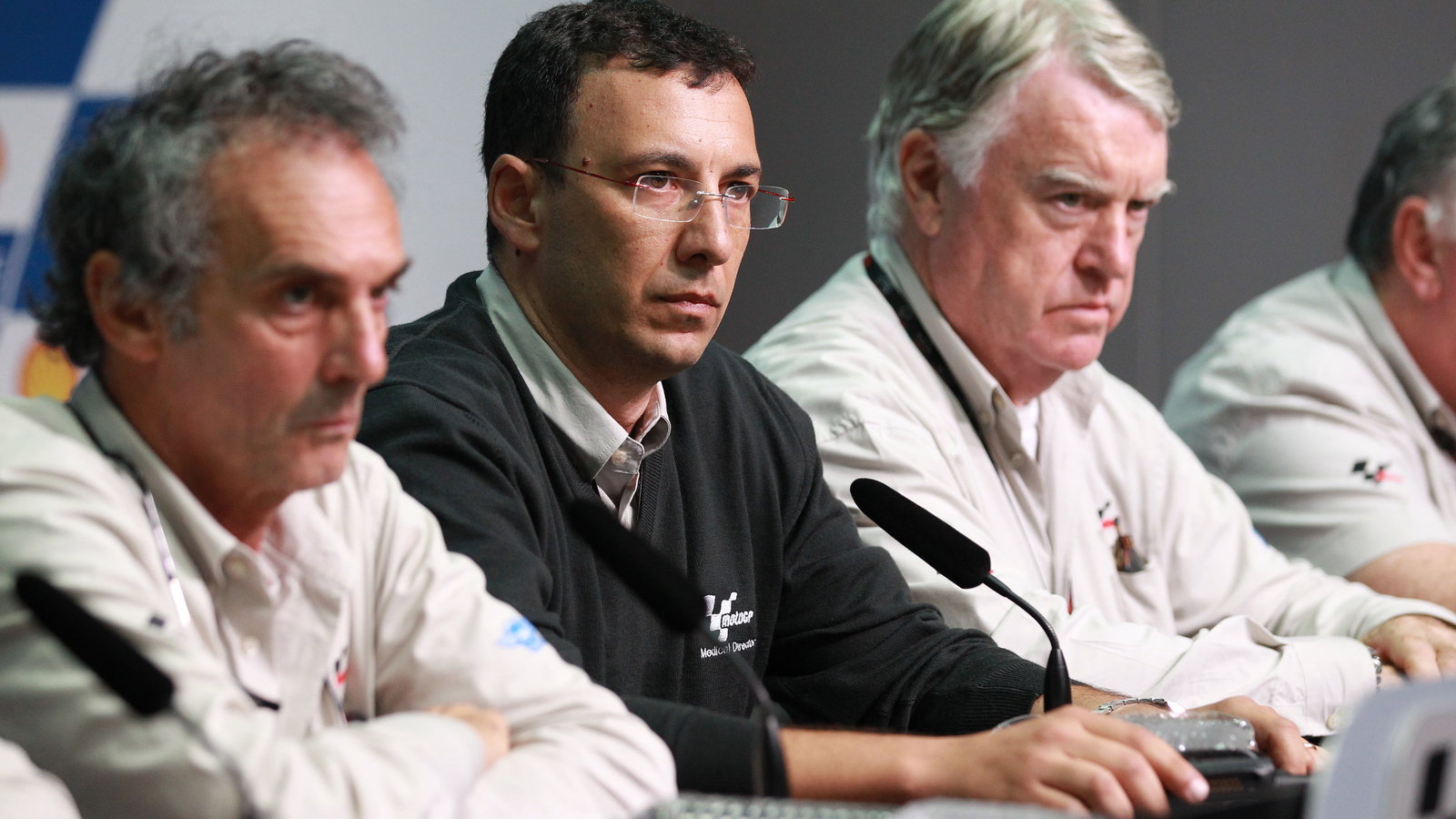Uncini, Dr. Michele Macchiagodena and Butler at Simoncelli press conference, Malaysian MotoGP 2011