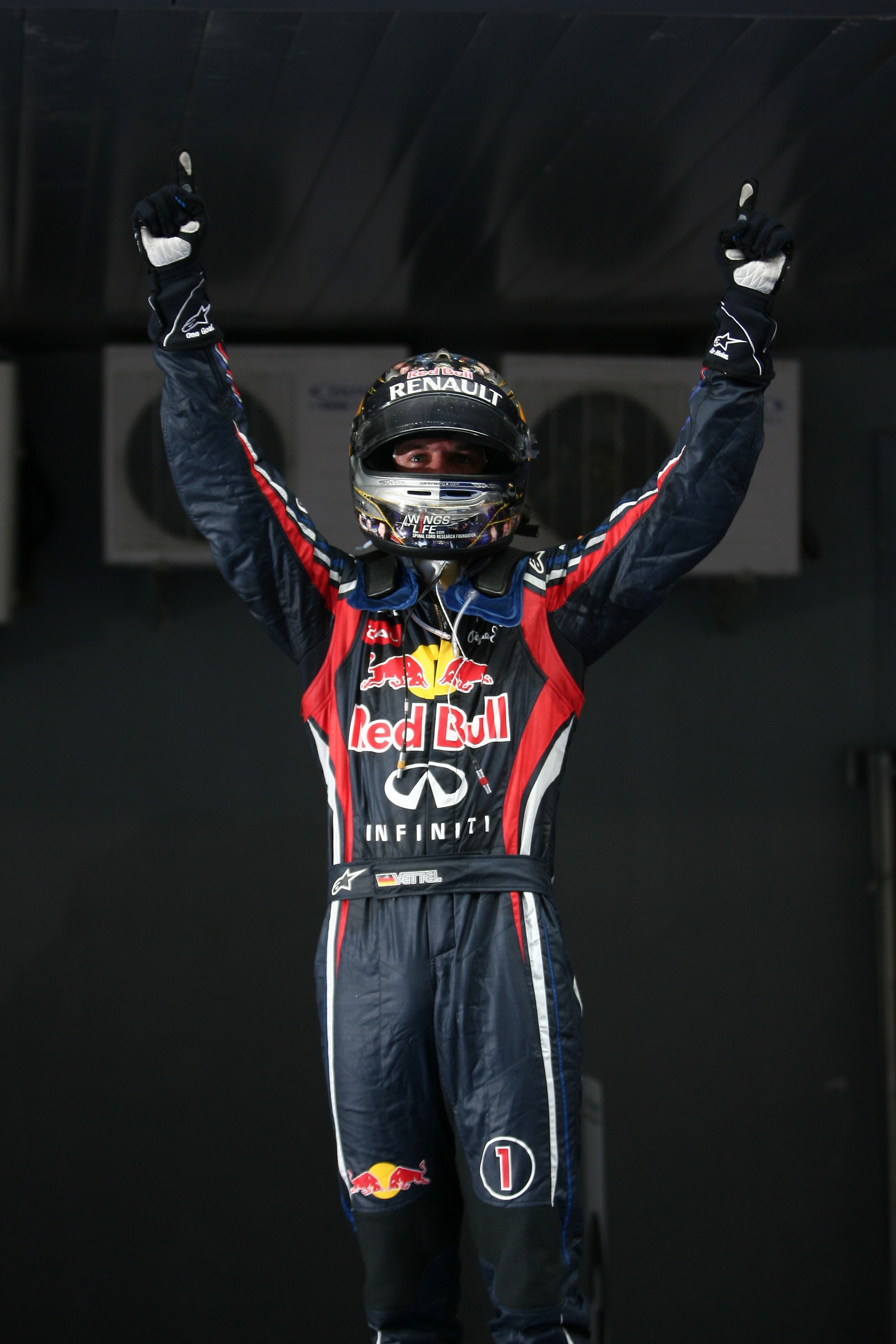 Podium â 1st Sebastian Vettel (GER), Red Bull Racing, 2nd Jenson Button (GBR), McLaren Mercedes, 3