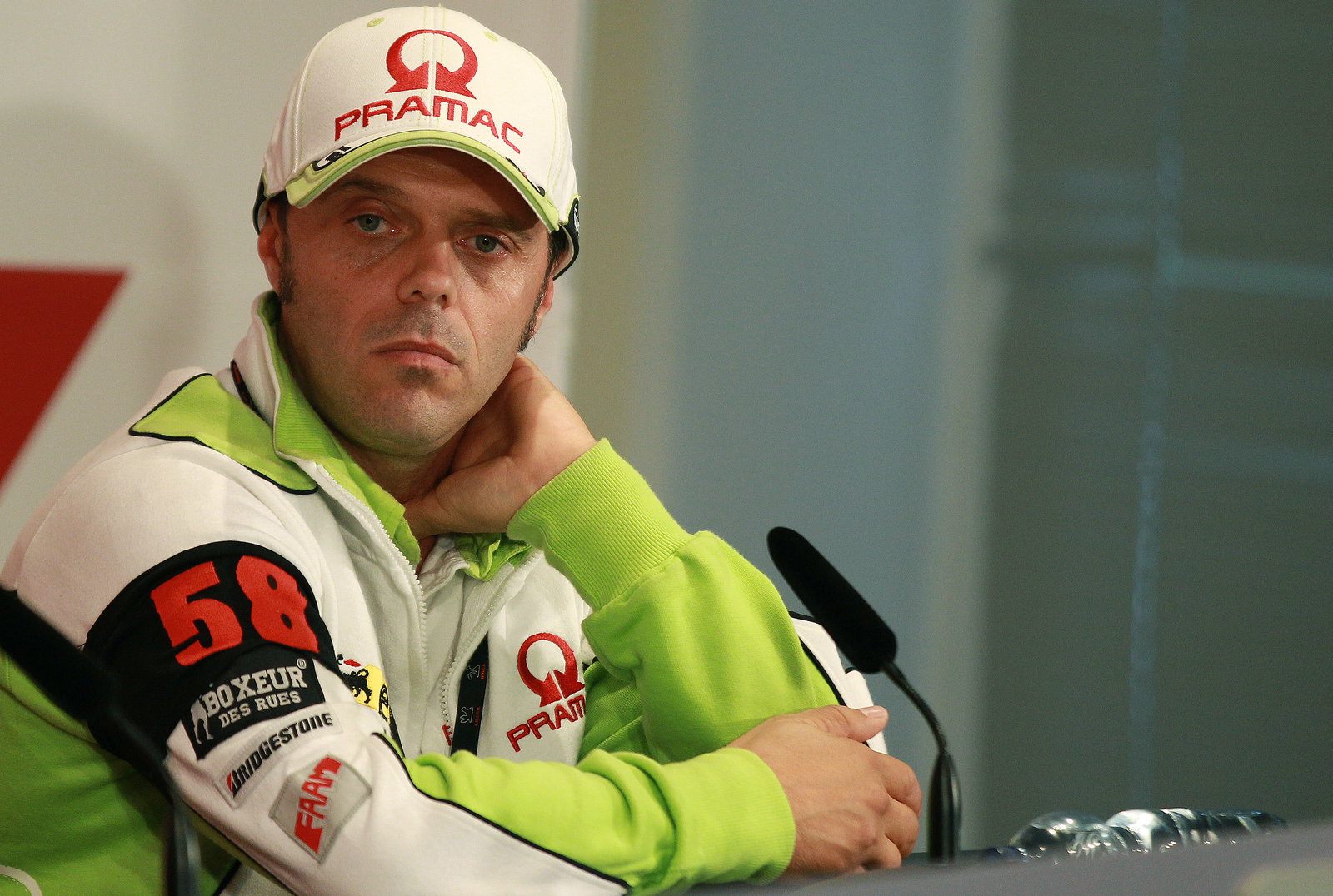 Capirossi with black Simoncelli armband, Valencia MotoGP 2011