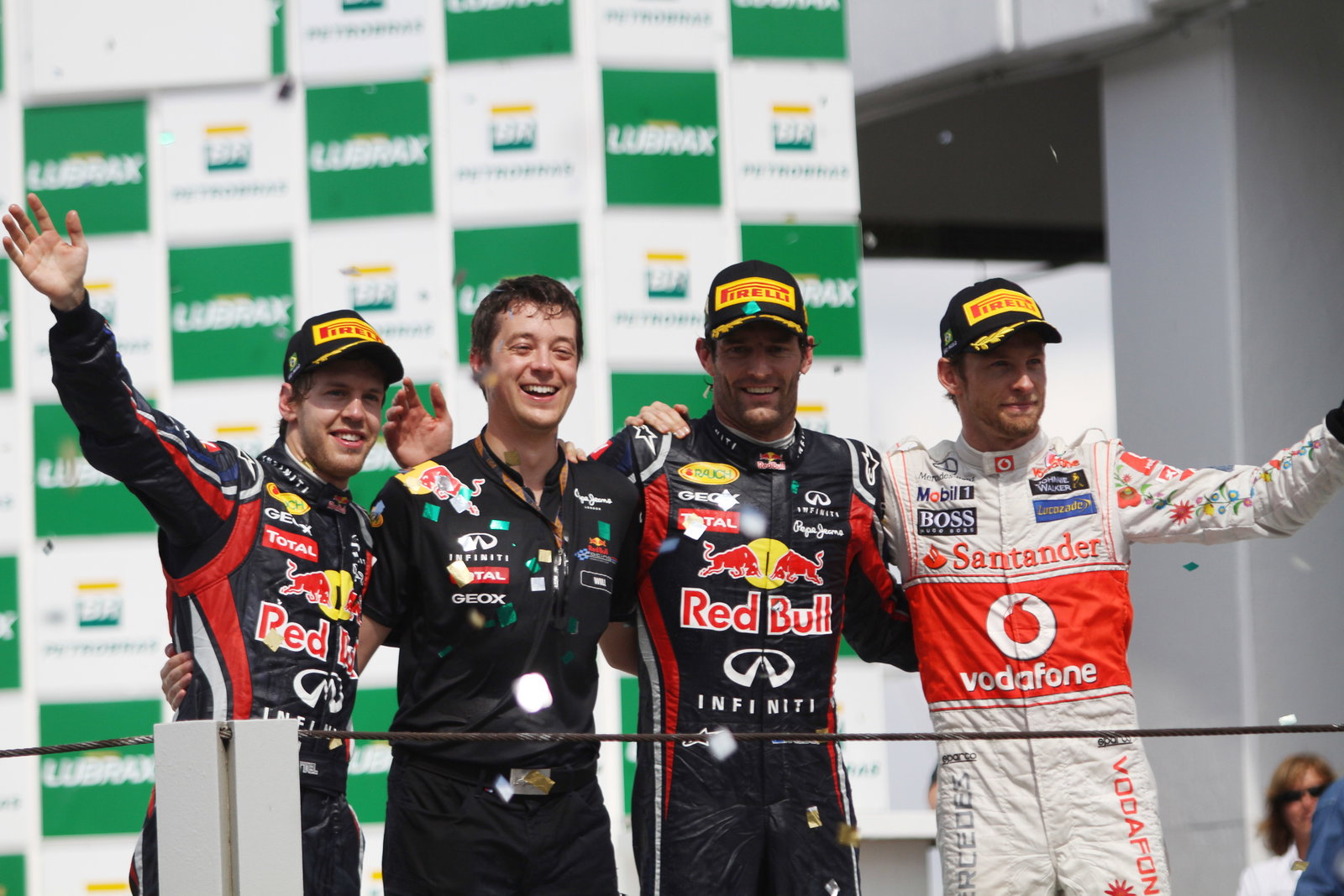 27.11.2011- Race, Sebastian Vettel (GER), Red Bull Racing, RB7 2nd position, Mark Webber (AUS), Red