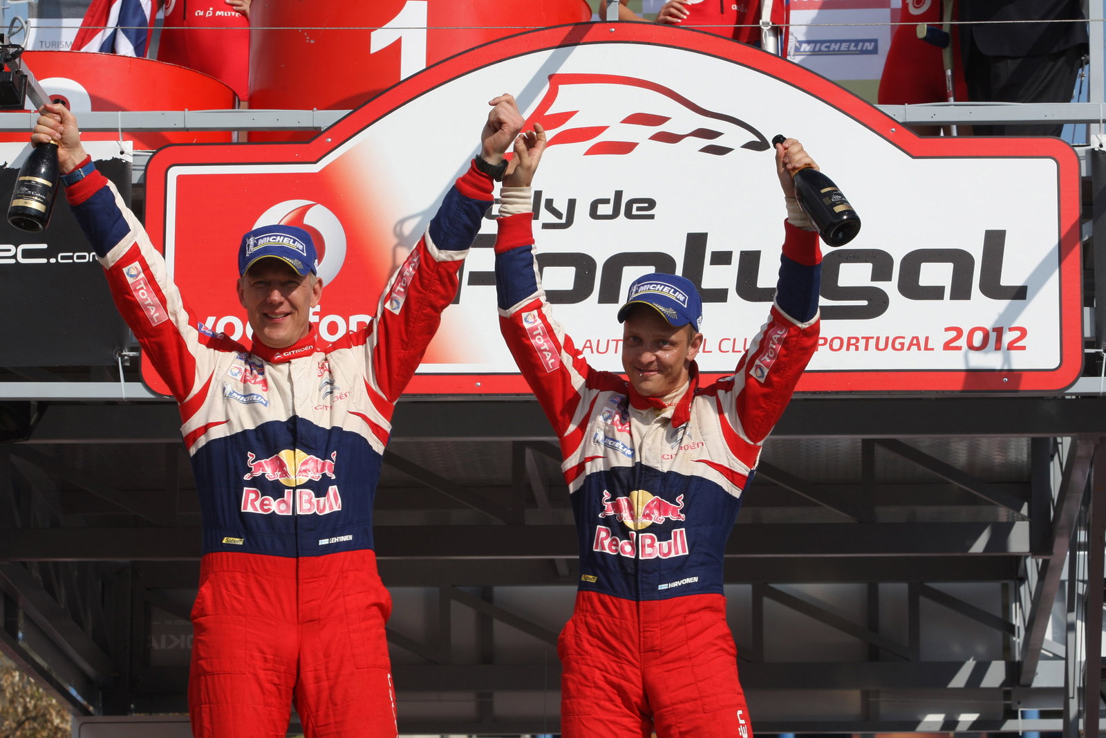 Podium, Mikko Hirvonen (FIN) Jarmo Lehtinen (FIN), Citroën DS3 WRC, Citroën Total World Rally Team
