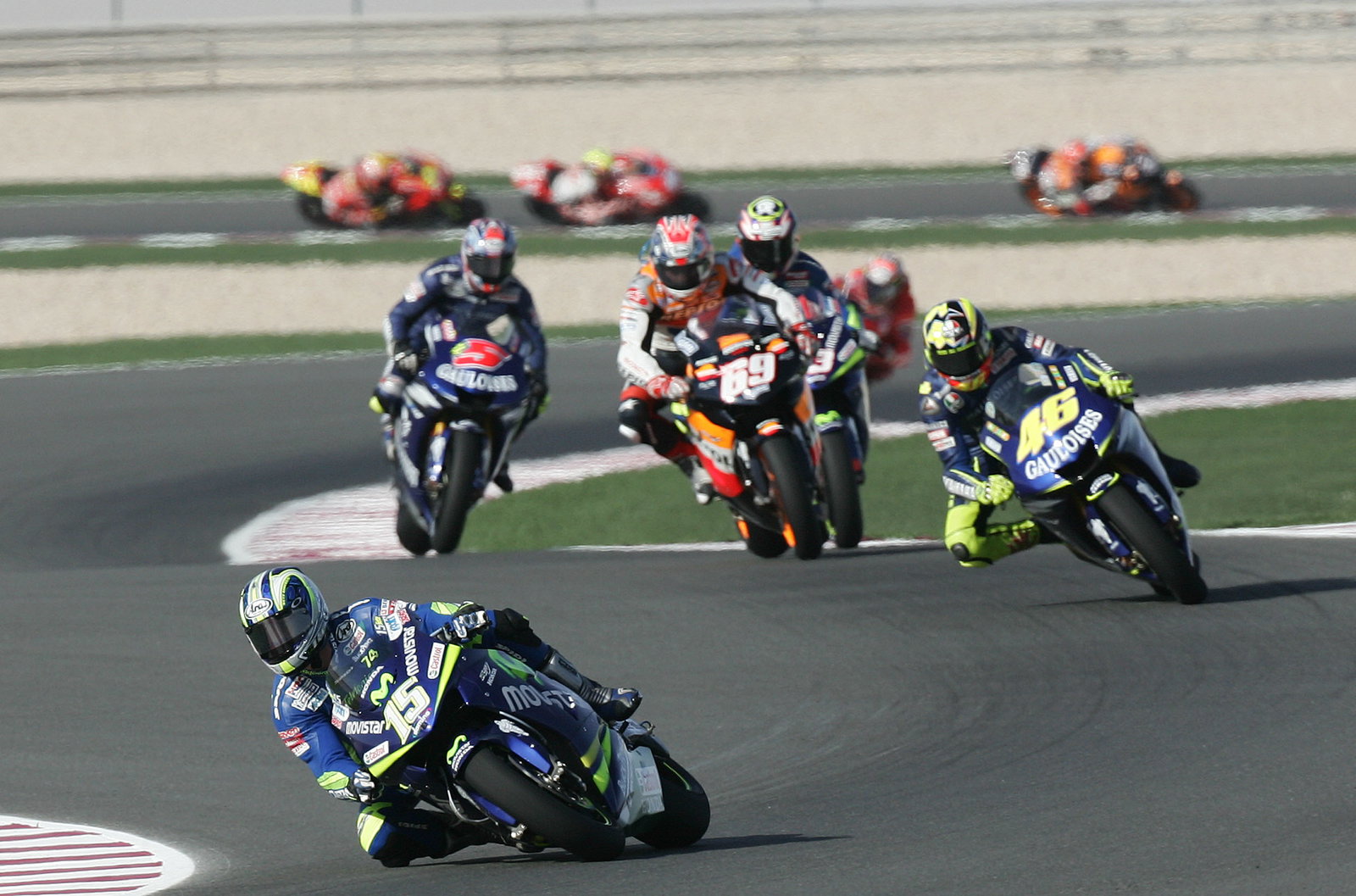 Gibernau leads Rossi, Hayden et al, Qatar MotoGP, 2005