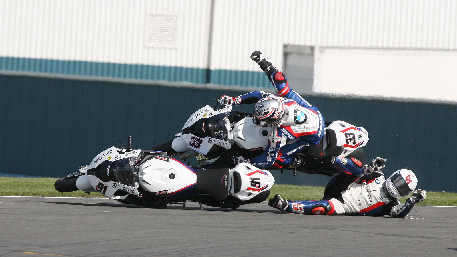 Haslam and Melandri crash, Race 2, Donington WSBK 2012