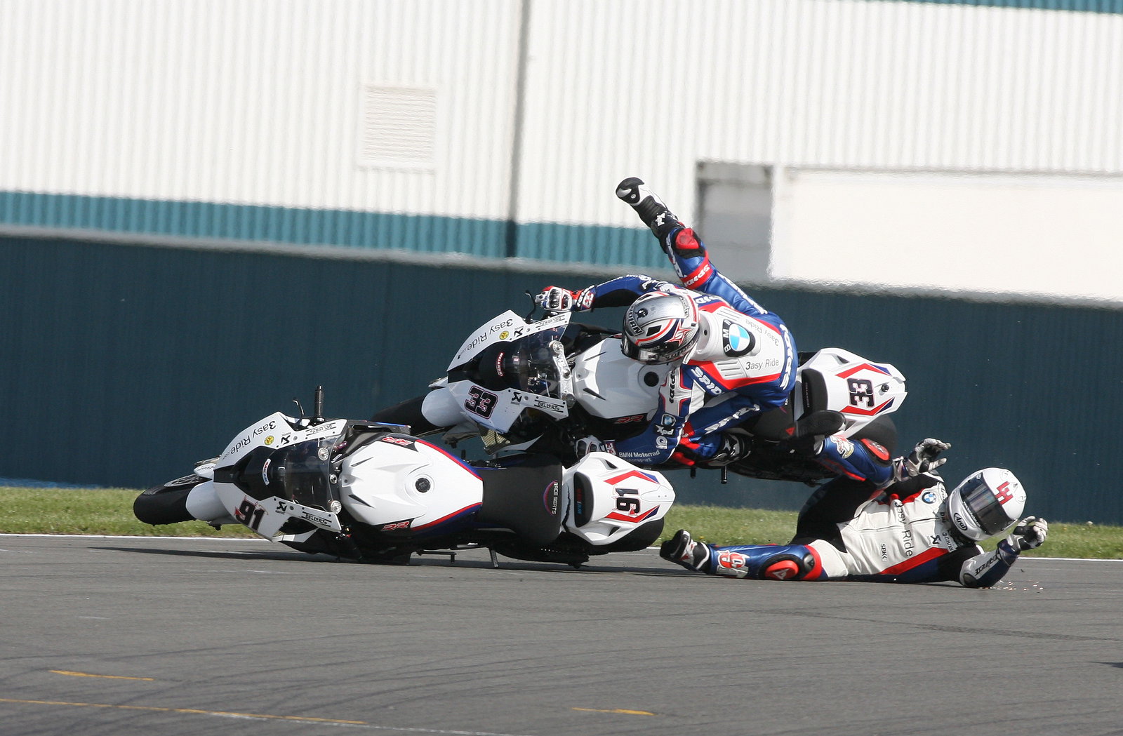 Haslam and Melandri crash, Race 2, Donington WSBK 2012