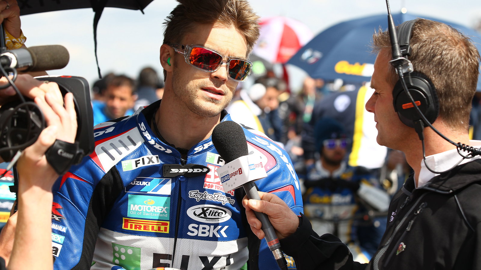 Whitham interviewing Camier for TV, Race 2, Donington WSBK 2012