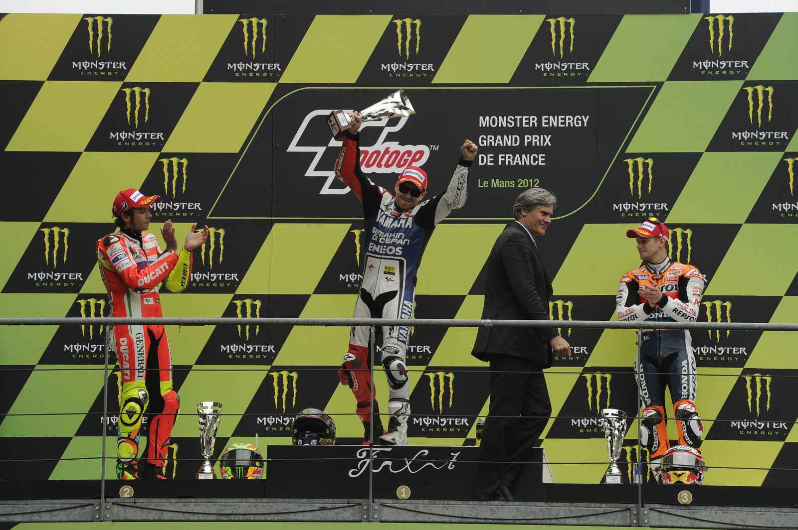 Rossi, Lorenzo, Stoner, French MotoGP Race 2012