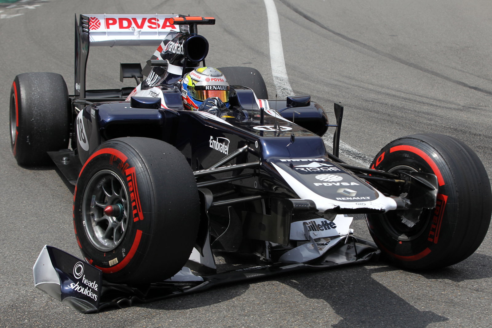 27.05.2012- Race, Pastor Maldonado (VEN) Williams F1 Team FW34 crash