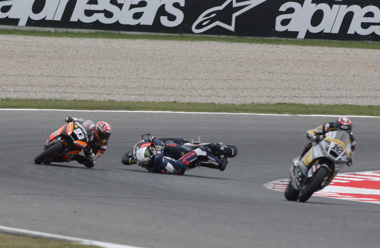 Pol Espargaro crashes, Moto2, Catalunya MotoGP 2012