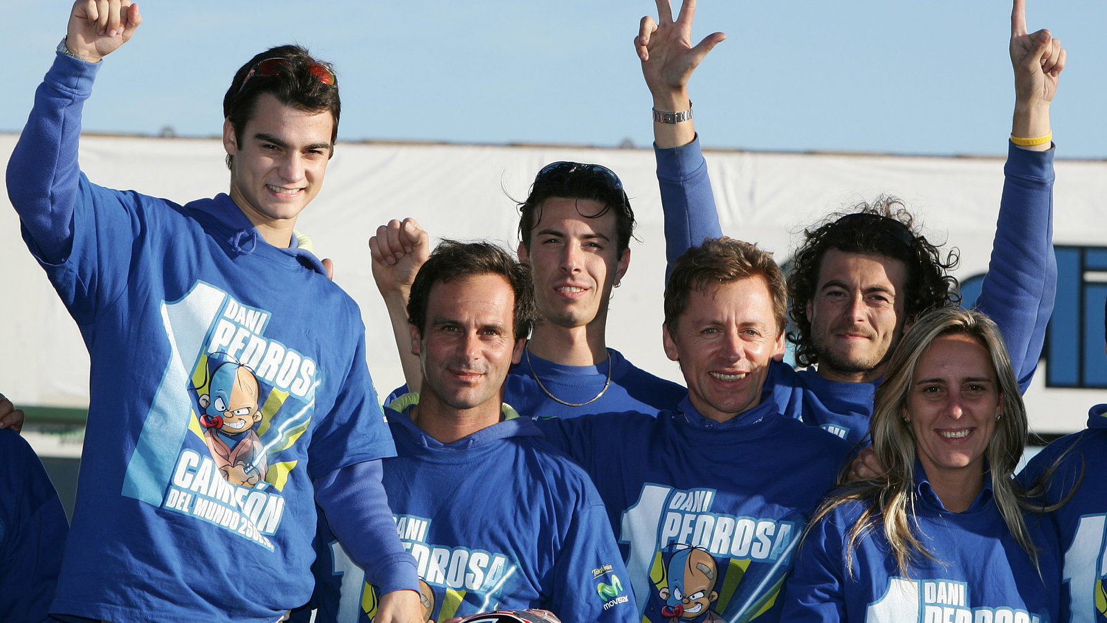 Pedrosa celebrates world title with Puig and the team, Australian 250GP Race 2005