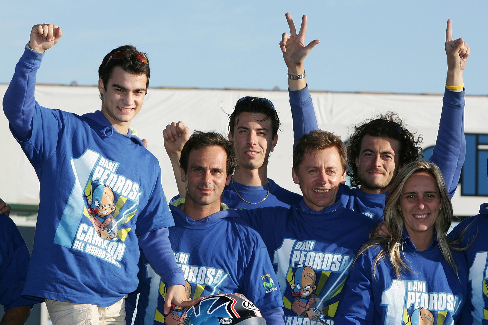 Pedrosa celebrates world title with Puig and the team, Australian 250GP Race 2005