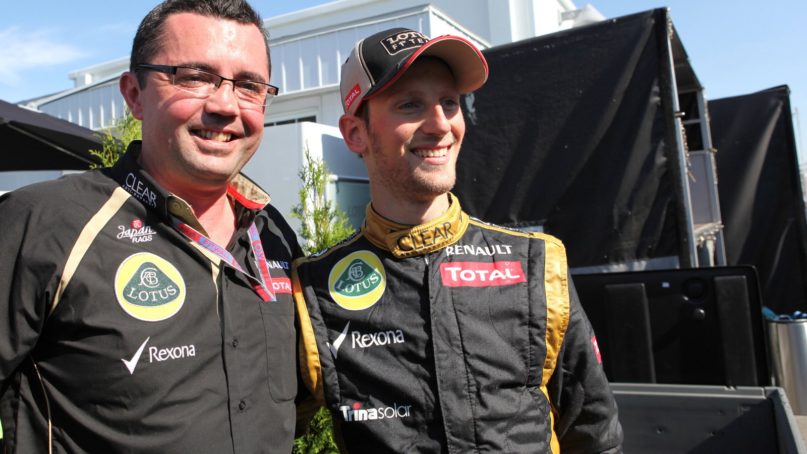 10.06.2012- Race, Celebration, Eric Boullier (FRA), Team Manager, Lotus F1 Team and 2nd position Rom