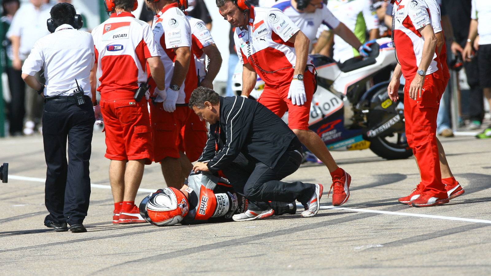Pasini crashes in pitlane, MotoGP, German MotoGP 2012