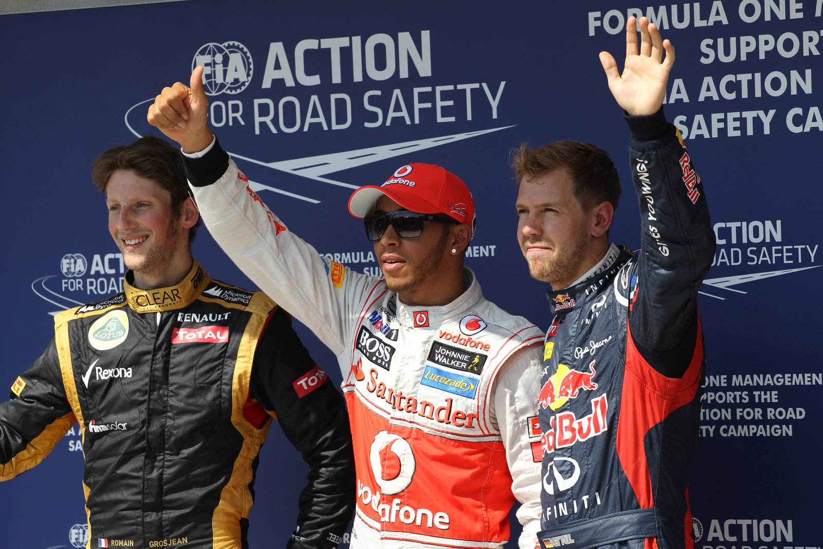 28.07.2012- Qualifying, 2nd position Romain Grosjean (FRA) Lotus F1 Team E20, Lewis Hamilton (GBR) M