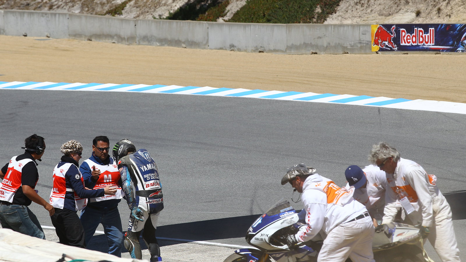 Spies after crash, USA MotoGP 2012