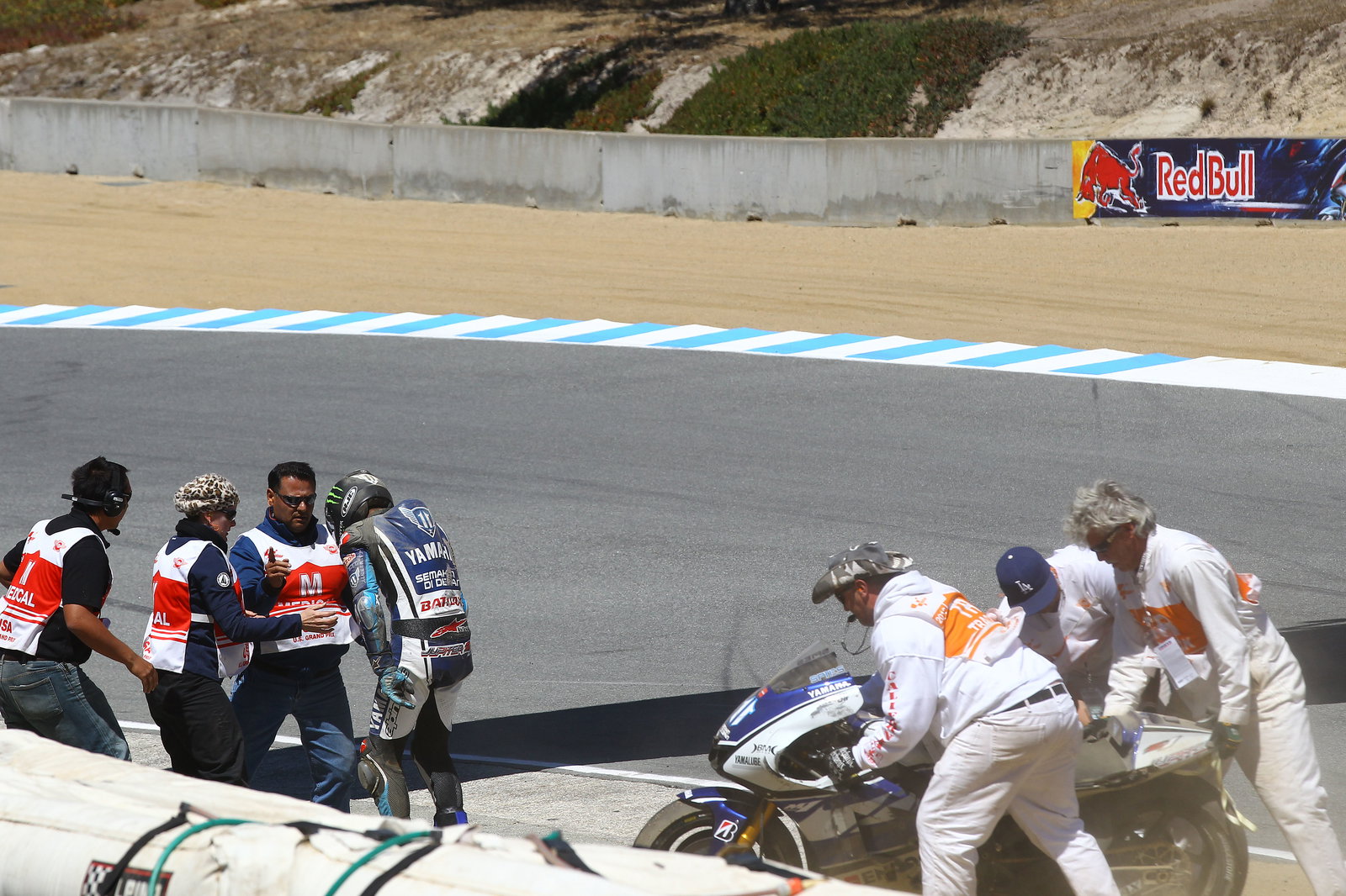 Spies after crash, USA MotoGP 2012