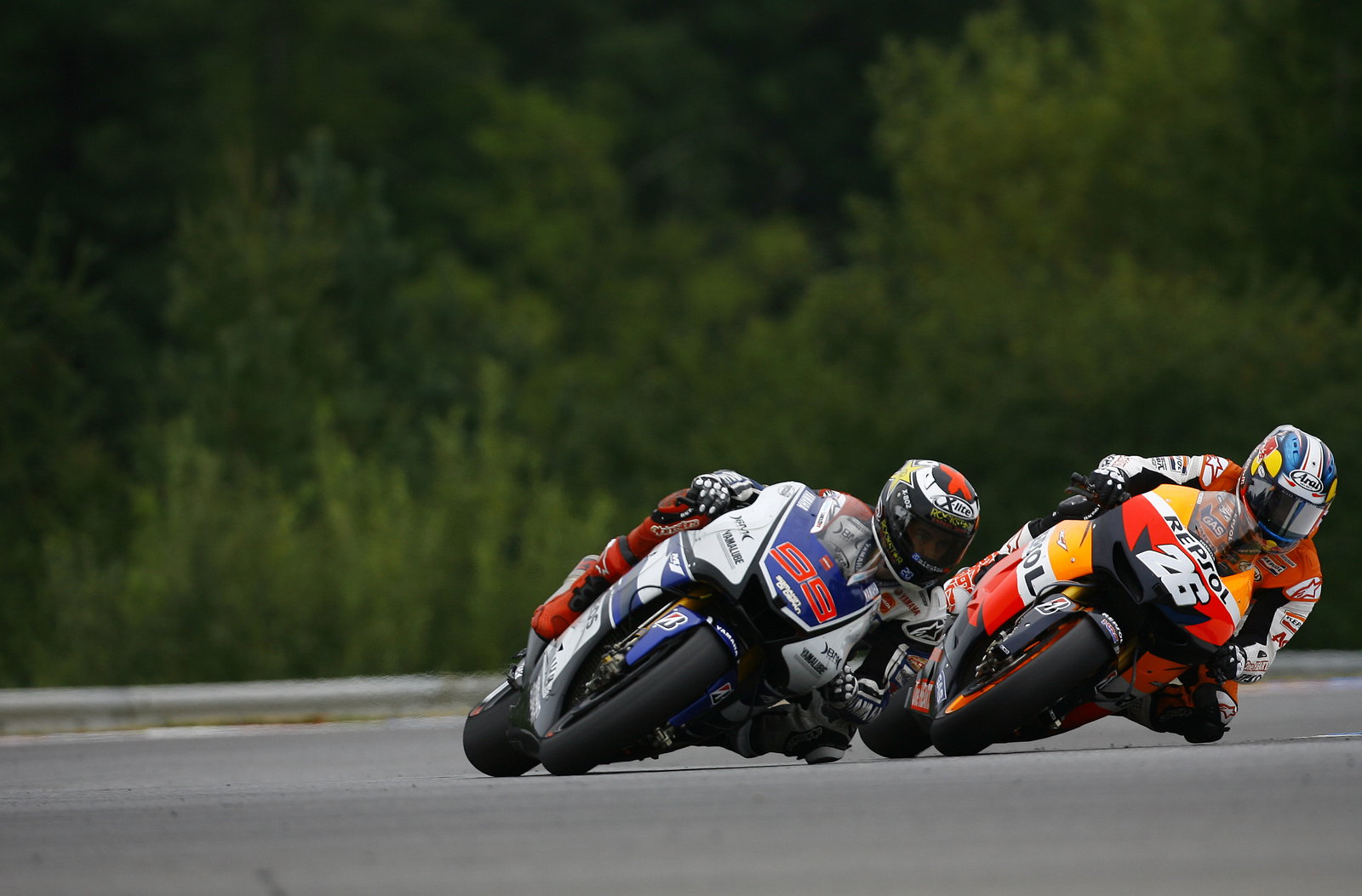 Lorenzo and Pedrosa, last lap last corner, Czech MotoGP 2012