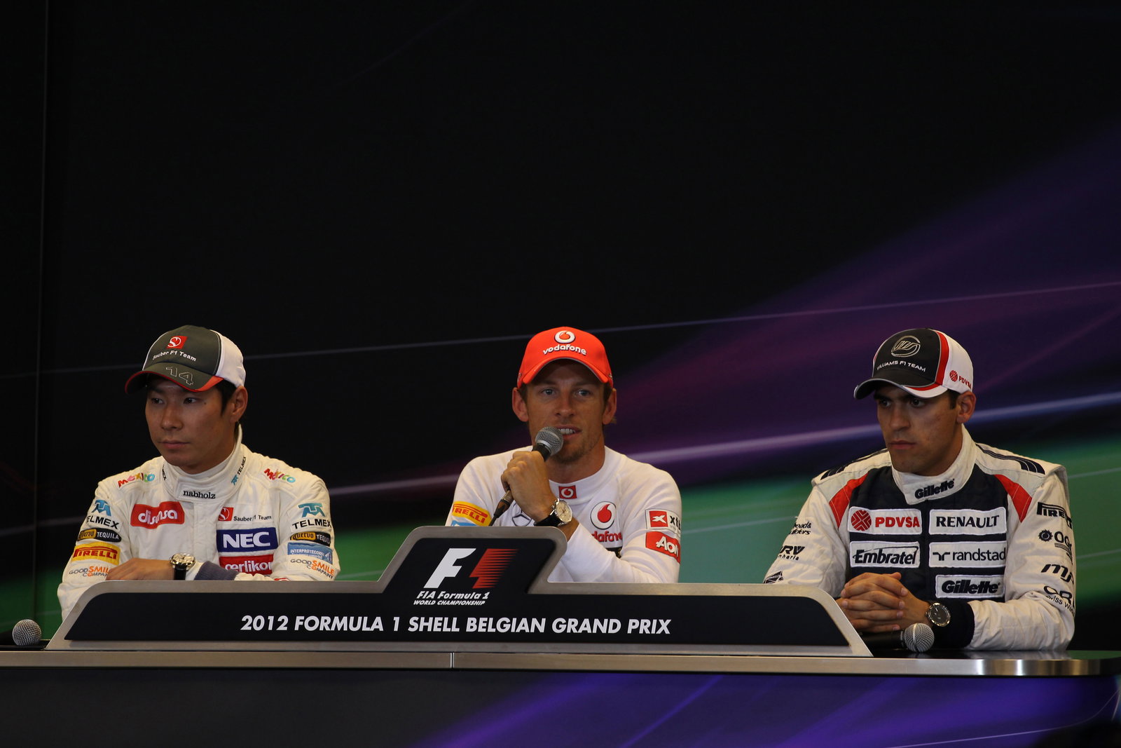 01.09.2012- Qualifying, Press conference, Kamui Kobayashi (JAP) Sauber F1 Team C31, Jenson Button (G
