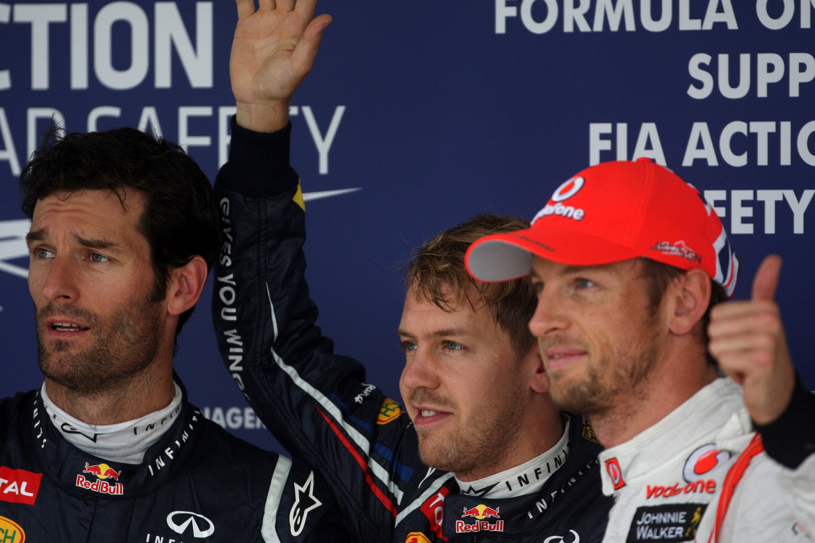 06.10.2012- Qualifying, (L-D) 2nd position Mark Webber (AUS) Red Bull Racing RB8, Sebastian Vettel (
