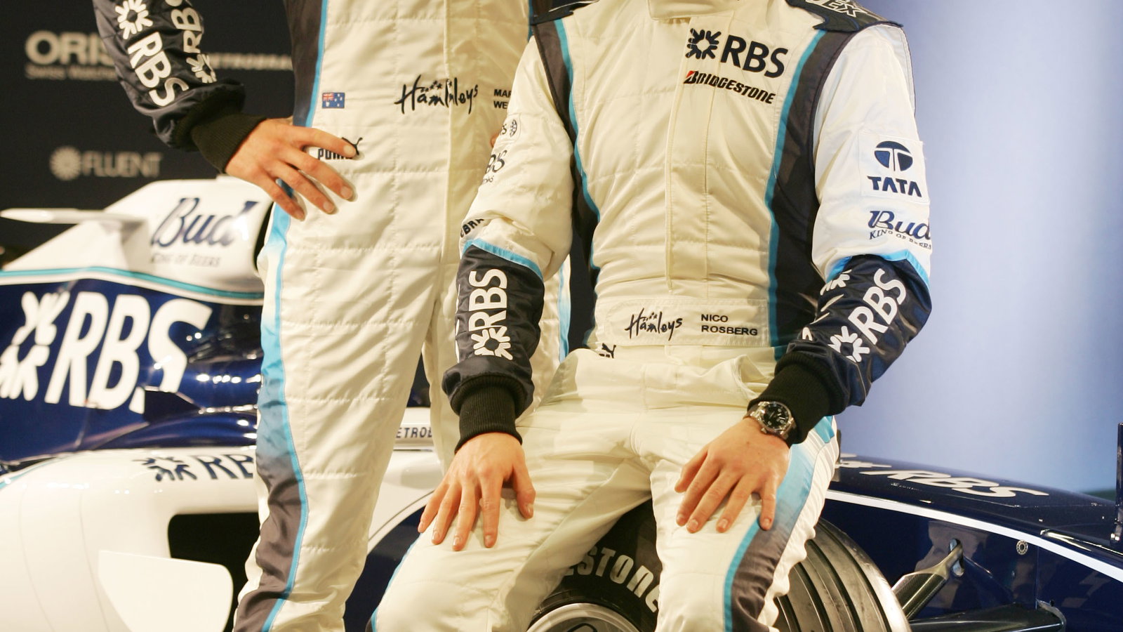 Mark Webber and Nico Rosberg with the new Williams-Cosworth FW28
