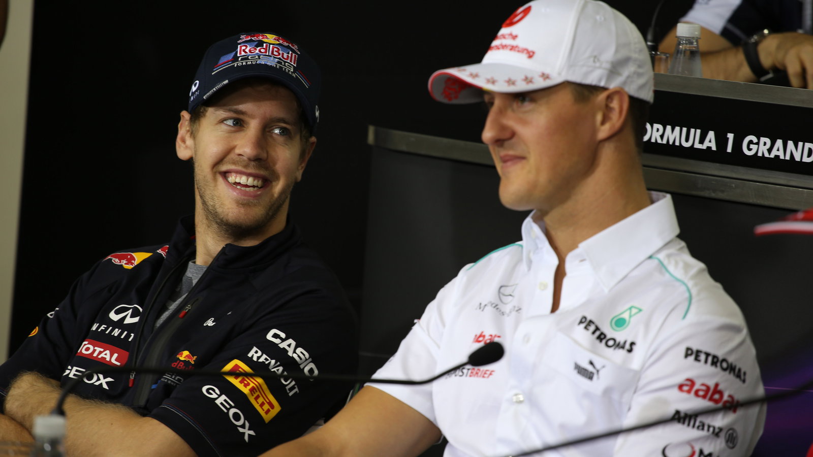 22.11.2012- Press conference, Sebastian Vettel (GER) Red Bull Racing RB8, Michael Schumacher (GER) M