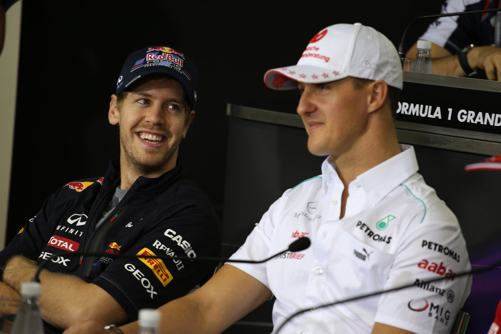 22.11.2012- Press conference, Sebastian Vettel (GER) Red Bull Racing RB8, Michael Schumacher (GER) M