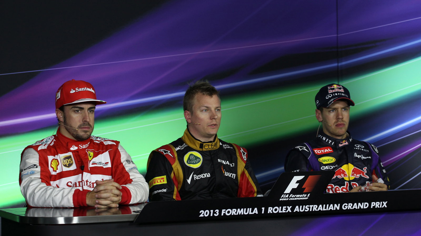 17.03.2013- Race, Press conference, Fernando Alonso (ESP) Scuderia Ferrari F138 and Kimi Raikkonen (