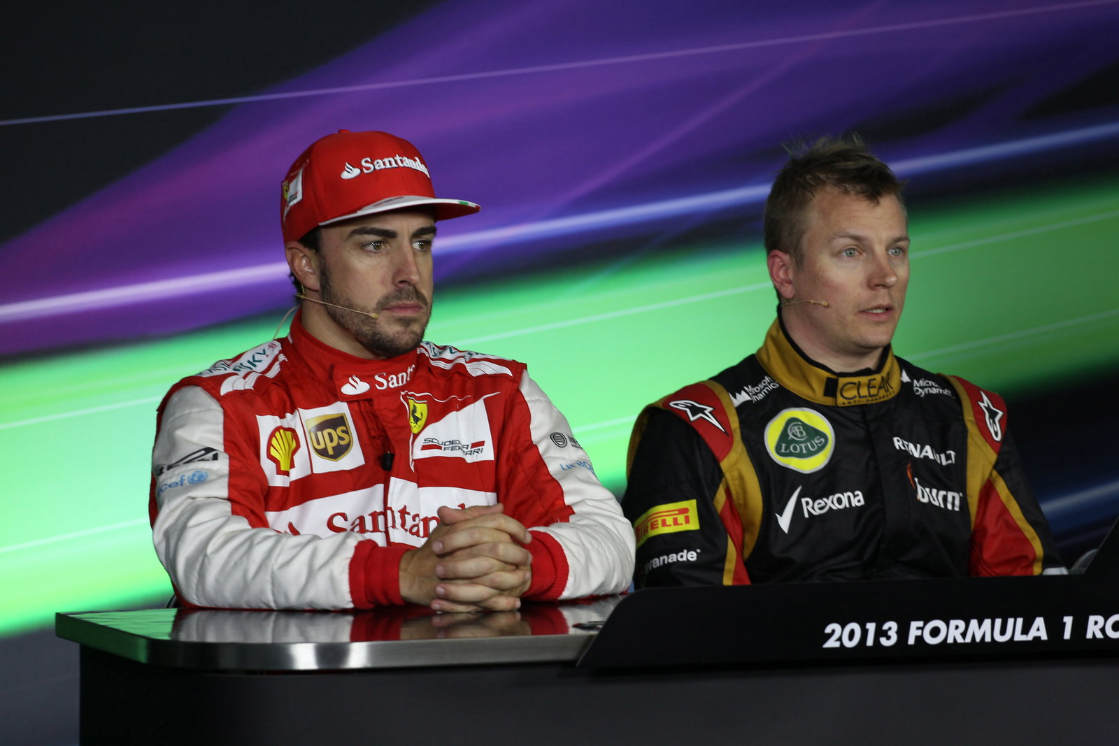 17.03.2013- Race, Press conference, Fernando Alonso (ESP) Scuderia Ferrari F138 and Kimi Raikkonen (