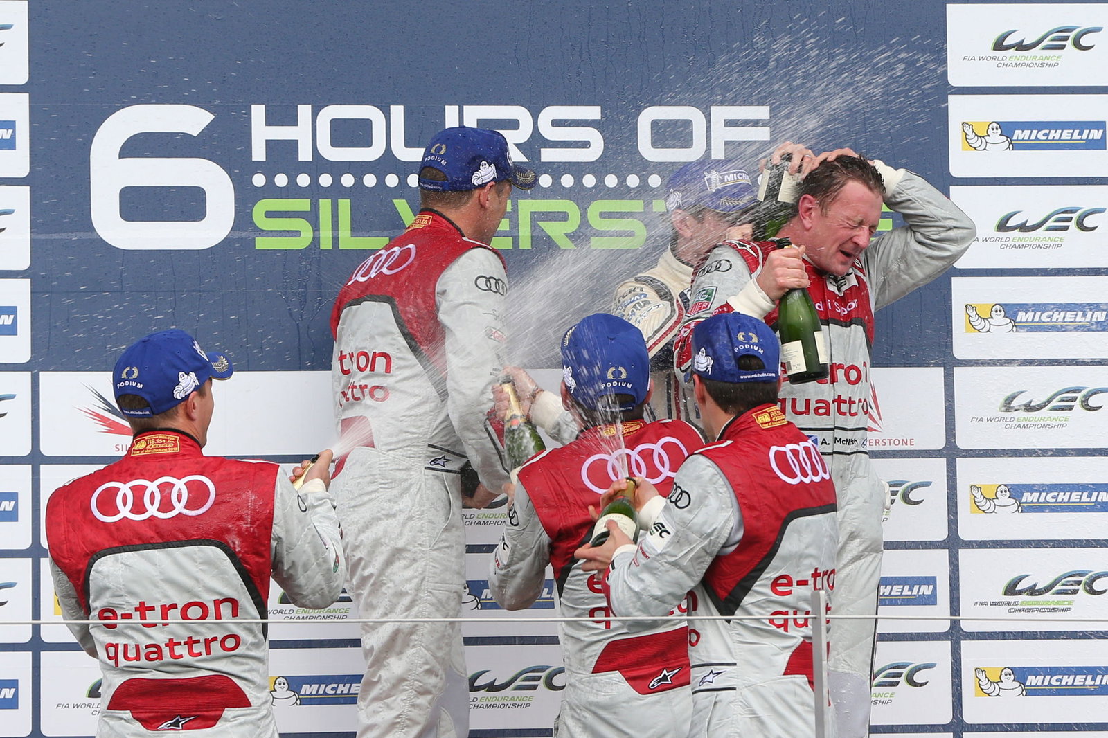 P1 Podium - Tom Kristensen / Loic Duval / Allan McNish Audi R18 e-tron quattro wins