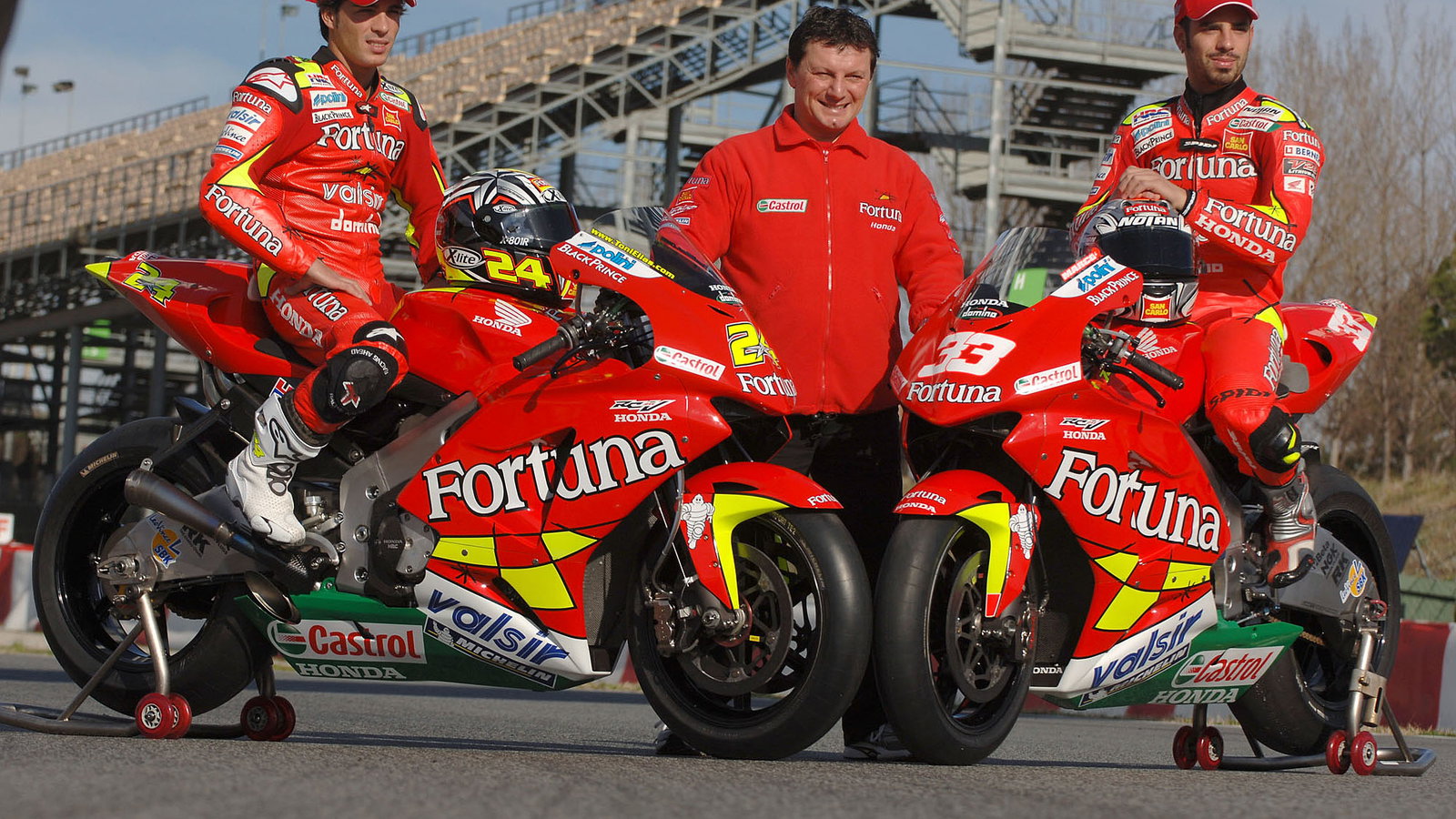 Elias, Gresini and Melandri, Barcelona IRTA MotoGP Test 2006