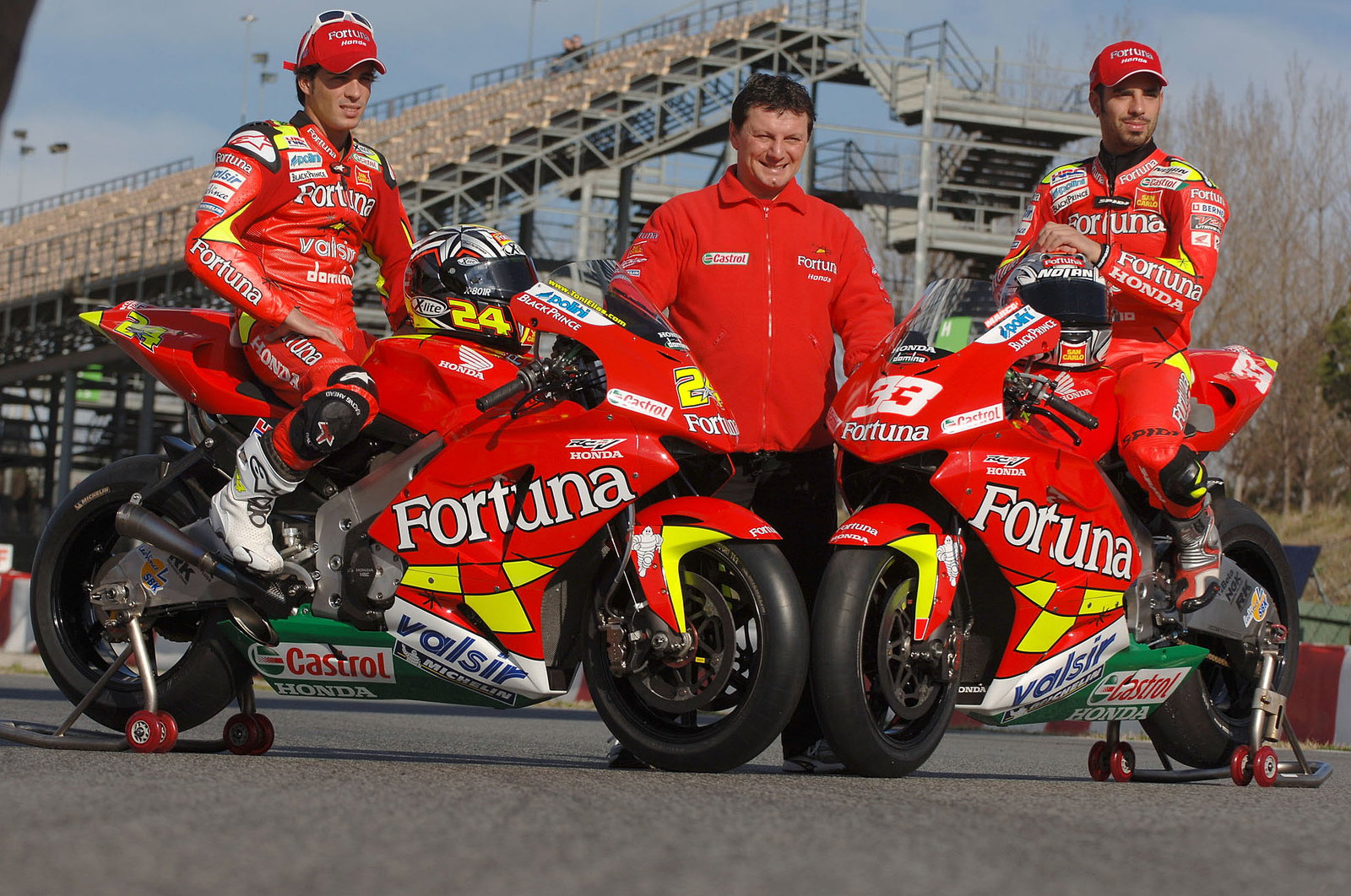 Elias, Gresini and Melandri, Barcelona IRTA MotoGP Test 2006