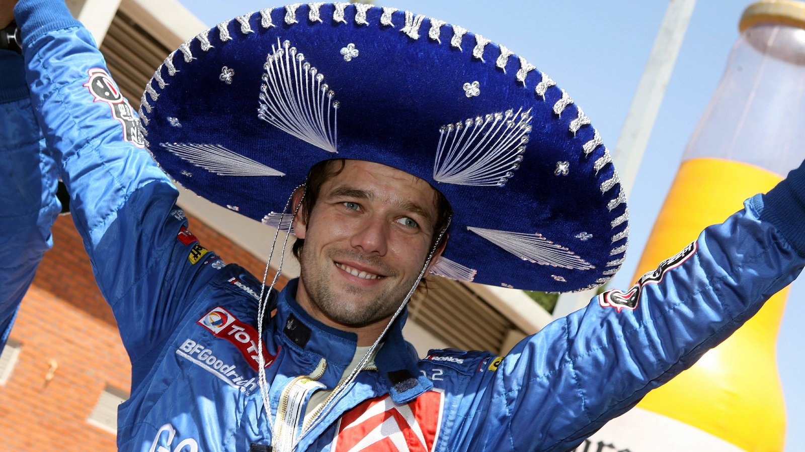 Sebastien Loeb celebrates after winning the Rally Mexico