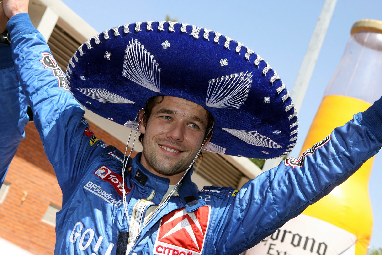 Sebastien Loeb celebrates after winning the Rally Mexico