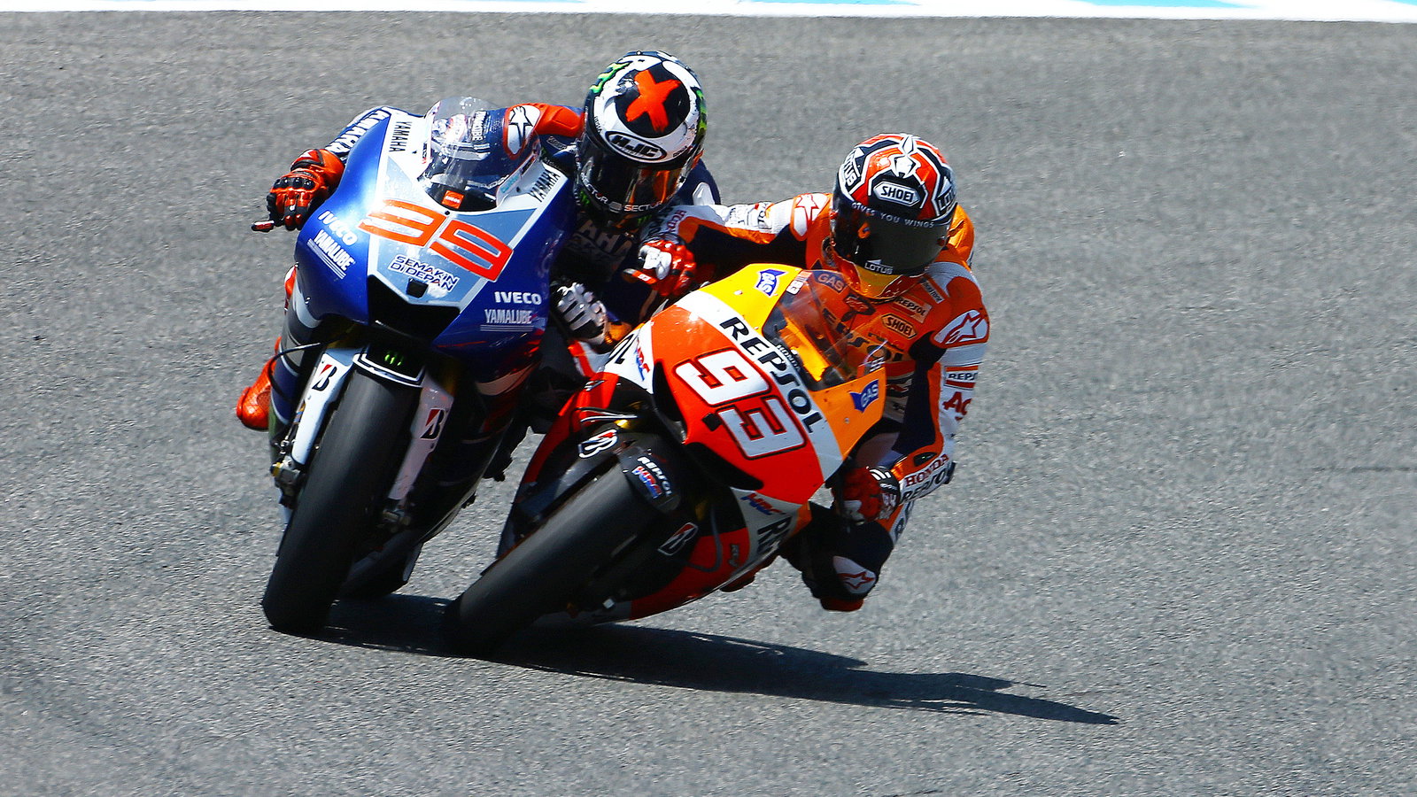 Lorenzo and Marquez touch, Spanish MotoGP 2013