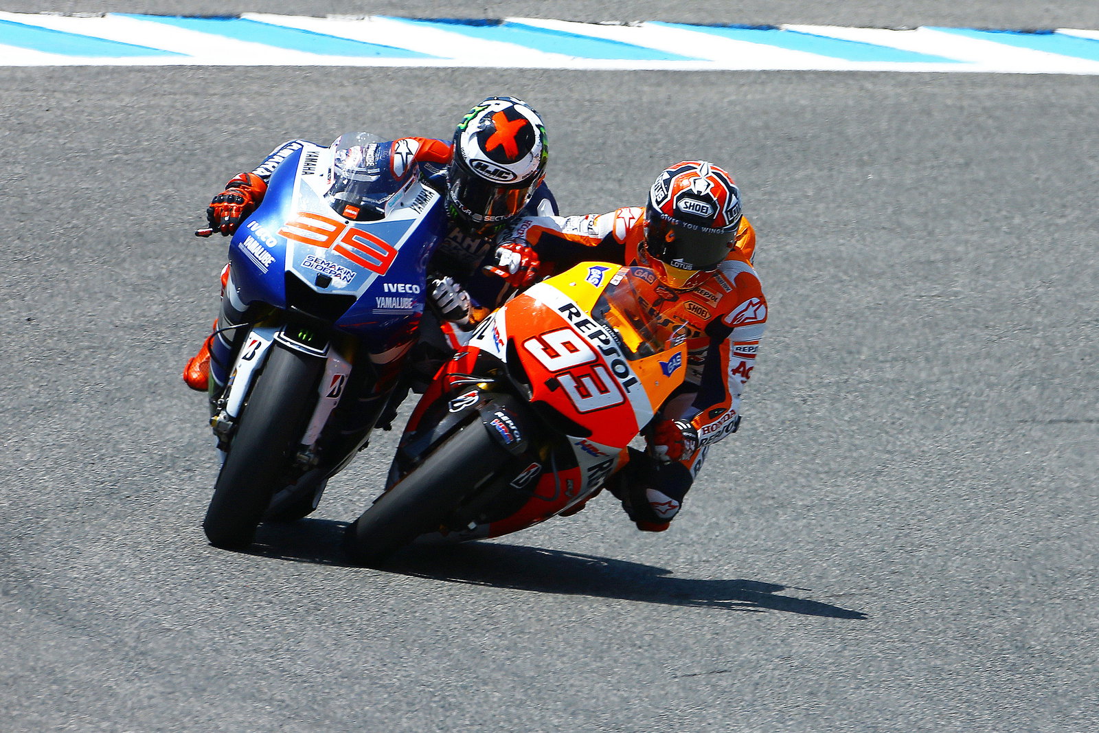 Lorenzo and Marquez touch, Spanish MotoGP 2013