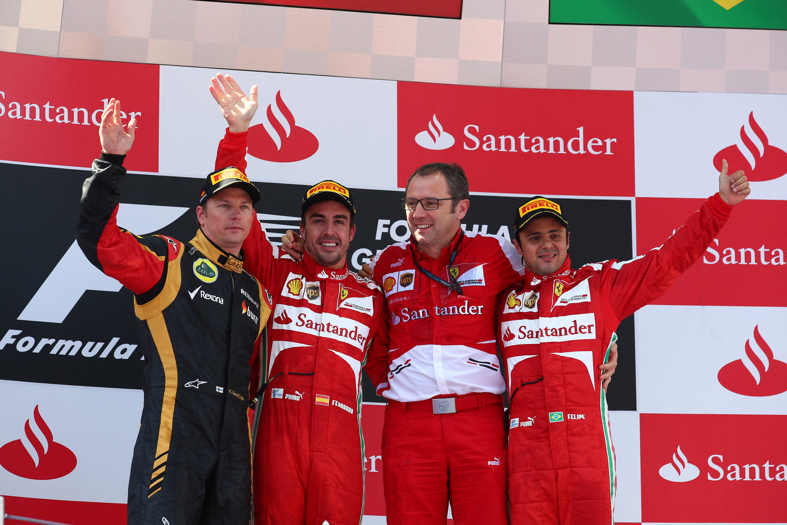 12.05.2013- Race, Fernando Alonso (ESP) Scuderia Ferrari F138 race winner, 2nd position Kimi Raikko