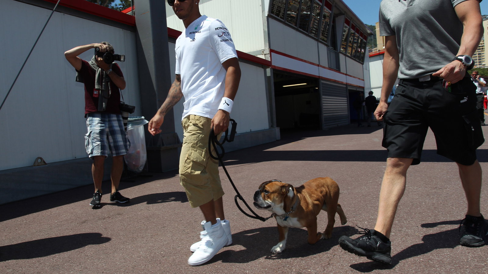 22.05.2013- Lewis Hamilton (GBR) Mercedes AMG F1 W04 and his dog, Roscoe