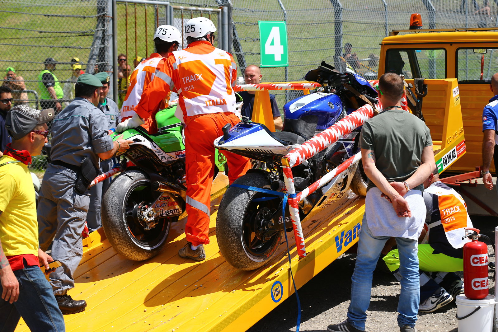 Bautista and Rossi's crashed bikes, Italian MotoGP race, 2013