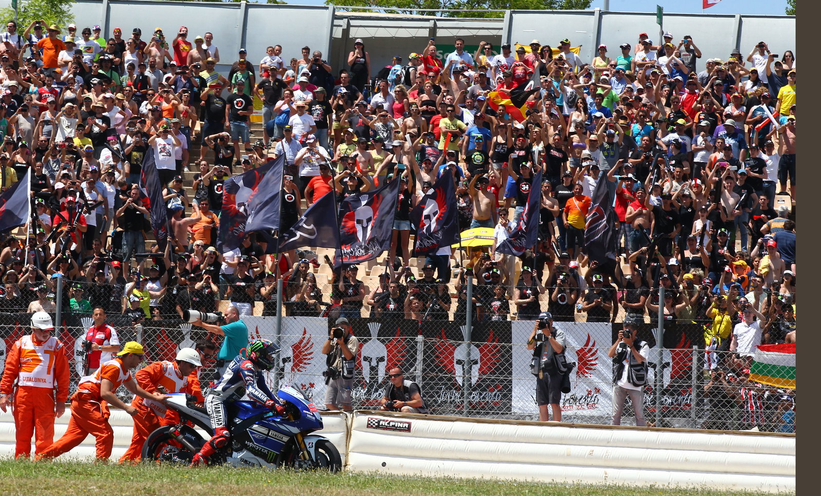 Lorenzo in front of fans, MotoGP race, Catalunya MotoGP 2013