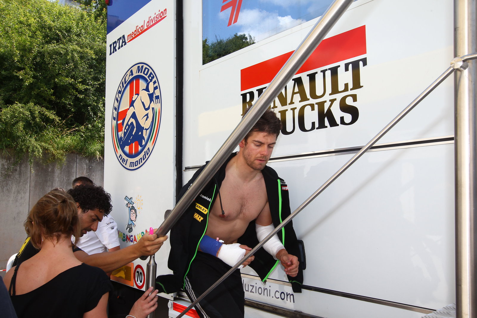 Crutchlow entering Clinica Mobile, German MotoGP 2013