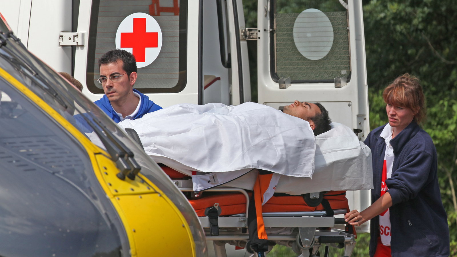 Injured Pedrosa after crash, German MotoGP 2013