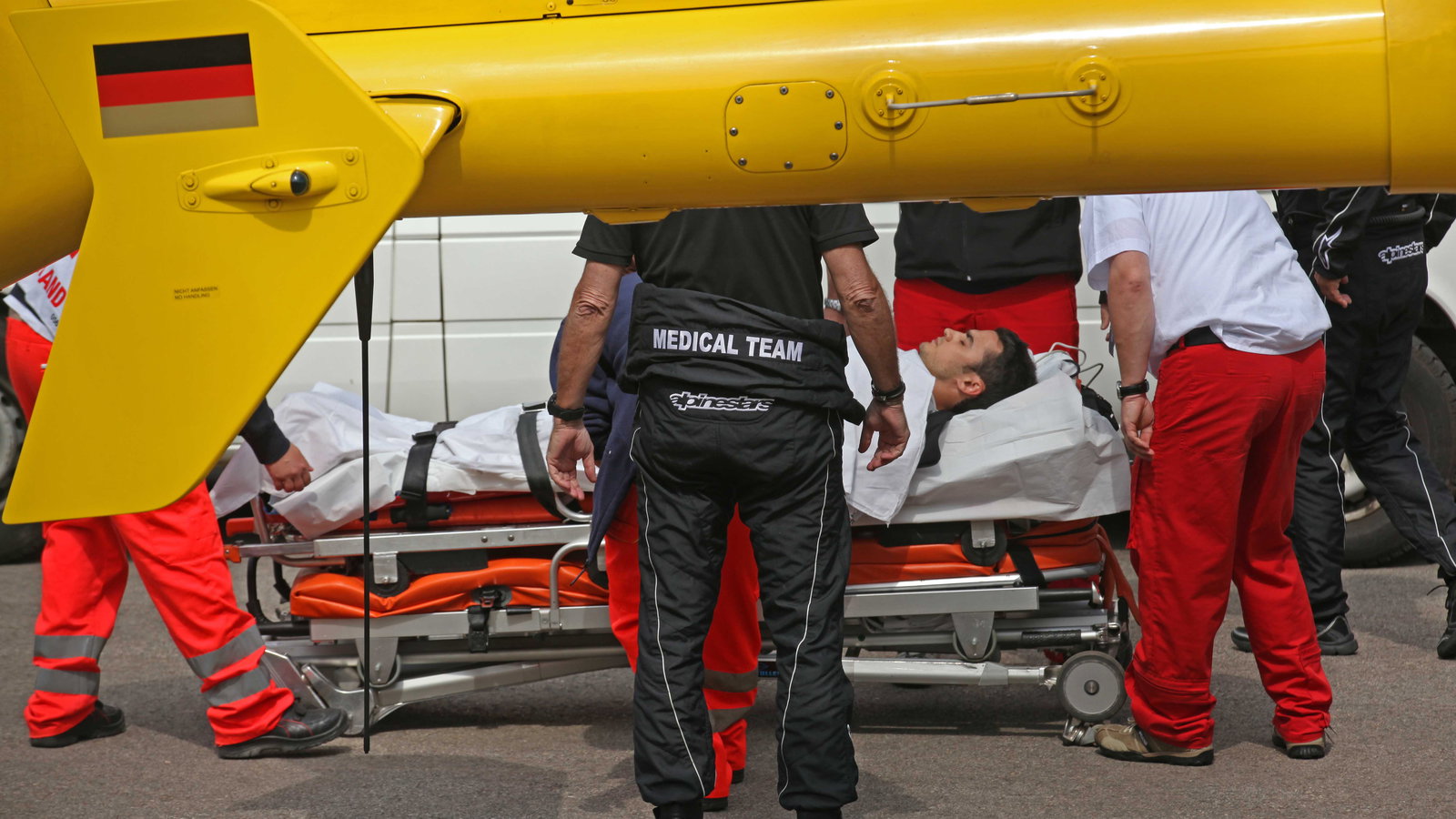 Pedrosa after crash, German MotoGP 2013