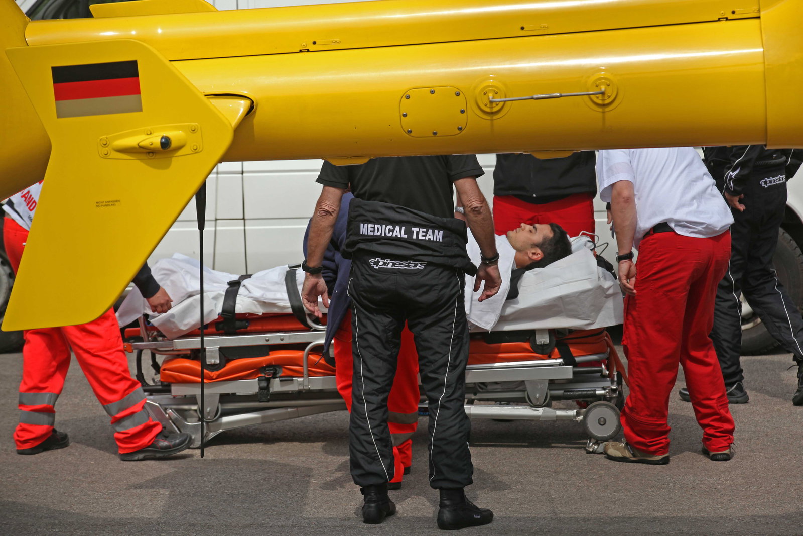 Pedrosa after crash, German MotoGP 2013