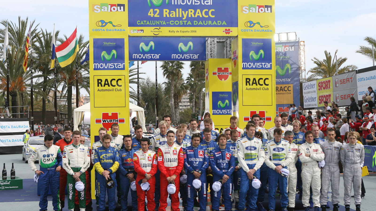 WRC crews pay their respects to Jorg Bastuck, who was killed on the first leg of the Rally Catalunya