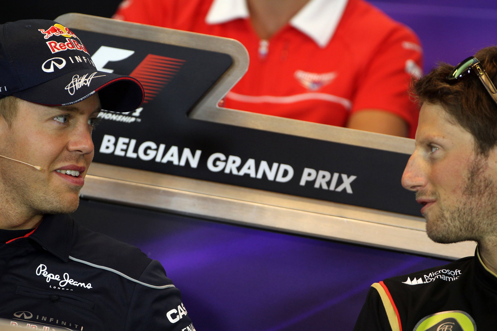 22.08.2013- Press conference, Sebastian Vettel (GER) Red Bull Racing RB9 and Romain Grosjean (FRA) L