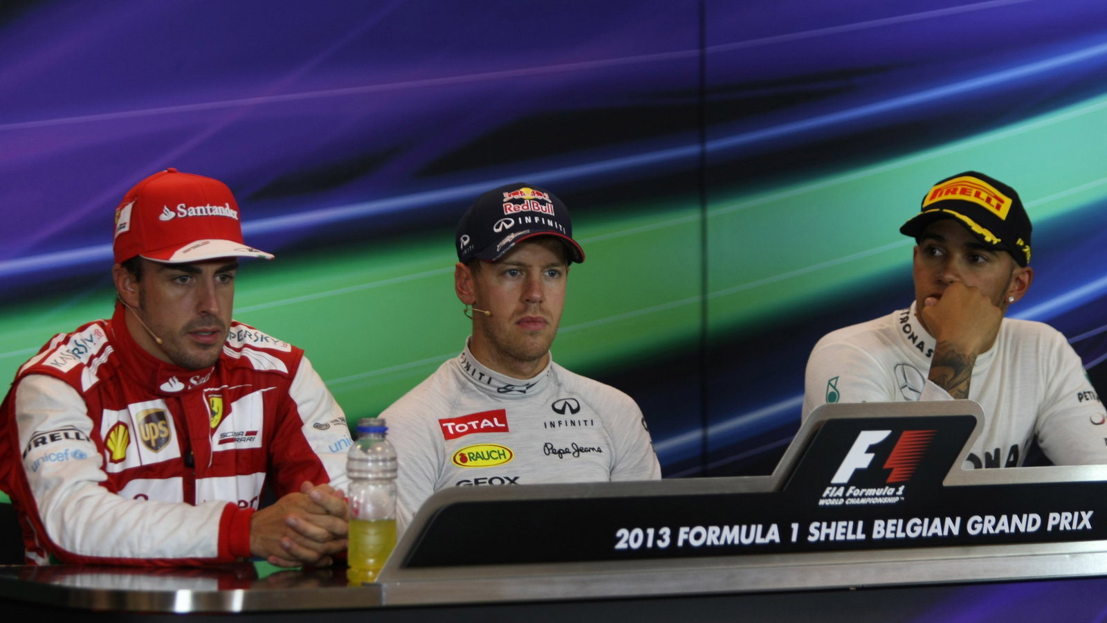 25.08.2013- Race, Press conference, Fernando Alonso (ESP) Scuderia Ferrari F138, Sebastian Vettel (