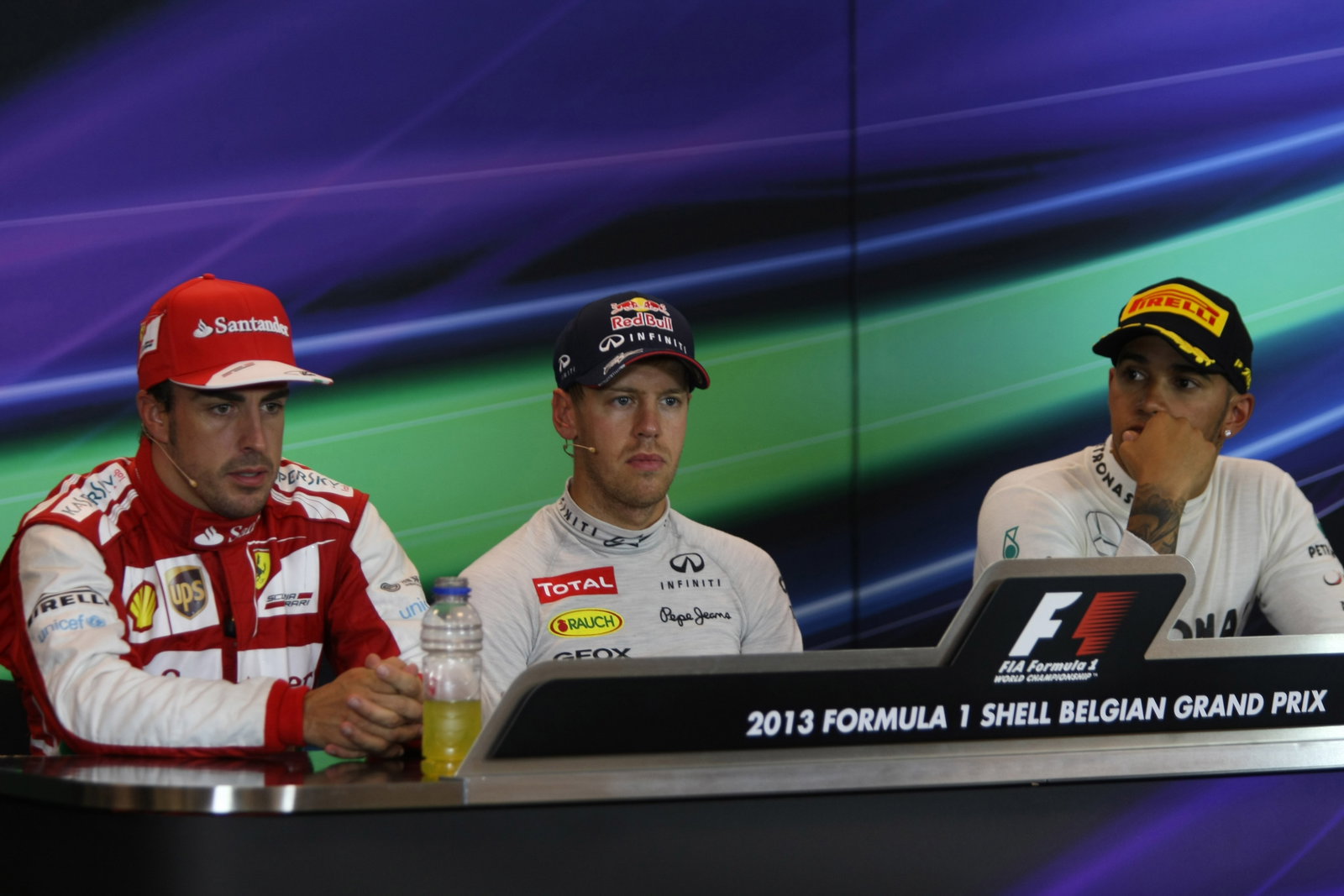 25.08.2013- Race, Press conference, Fernando Alonso (ESP) Scuderia Ferrari F138, Sebastian Vettel (