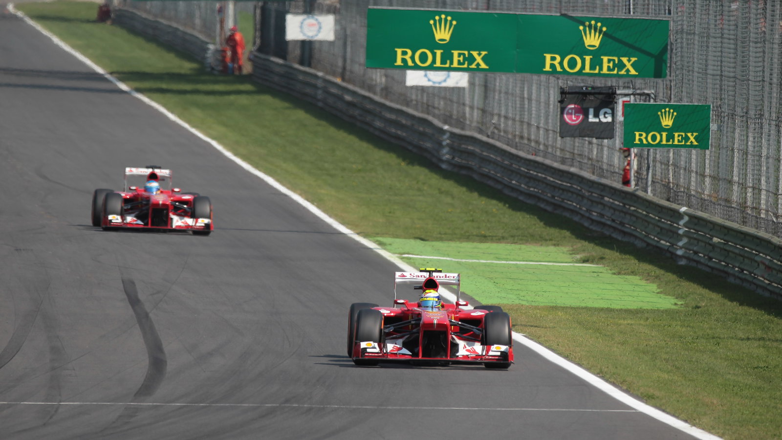 07.09.2013- Free practice 3, Felipe Massa (BRA) Scuderia Ferrari F138 and Fernando Alonso (ESP) Scud