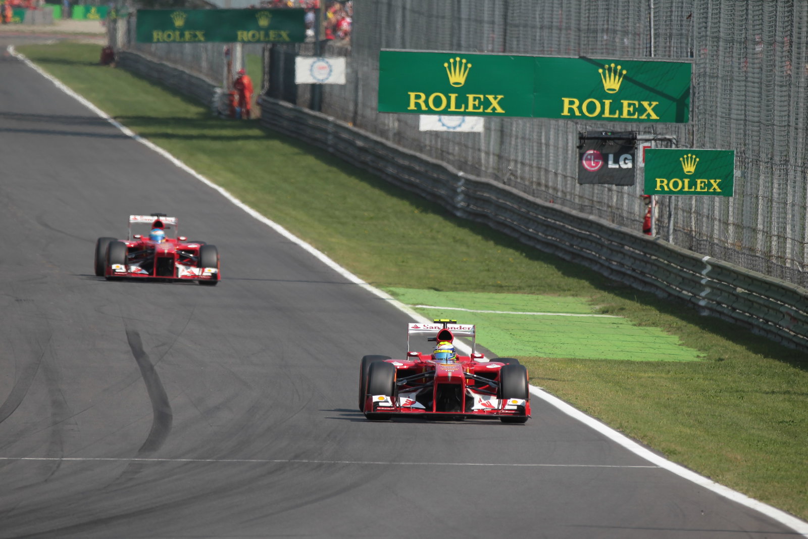 07.09.2013- Free practice 3, Felipe Massa (BRA) Scuderia Ferrari F138 and Fernando Alonso (ESP) Scud